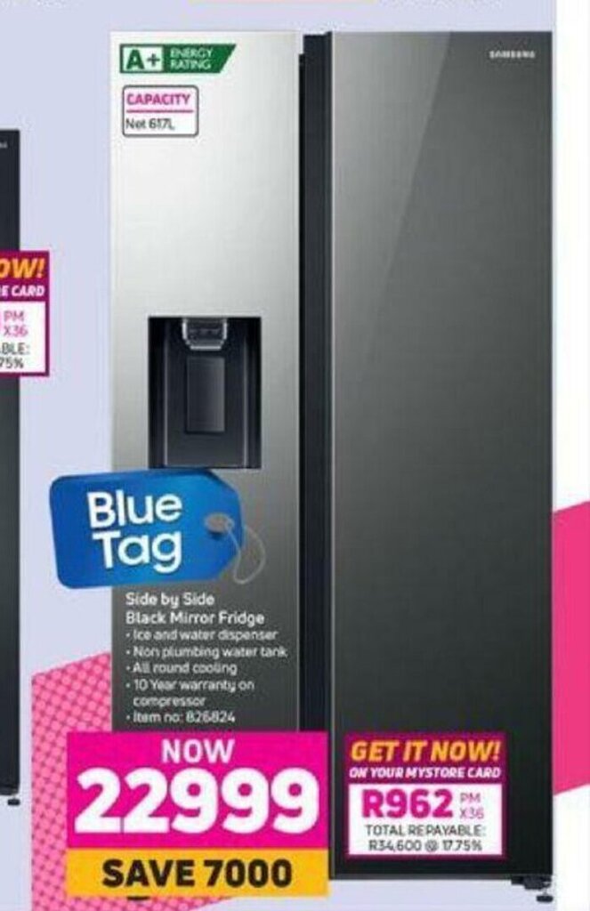 Side by Side Black Mirror Fridge offer at MTN