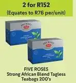Makro Five roses - strong african blend tagless teabags 200's offer