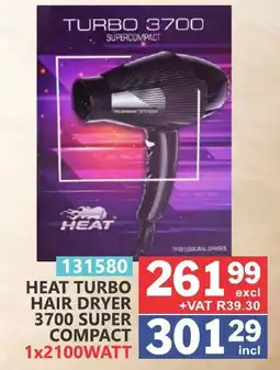 Arrow Cash And Carry HEAT TURBO HAIR DRYER 3700 SUPER COMPACT offer