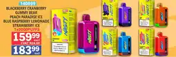 Arrow Cash And Carry Blackberry cranberry, gummy bear, peach paradise ice, blue raspberry lemonade, strawberry ice offer
