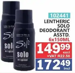Arrow Cash And Carry Lentheric Solo Deodorant offer