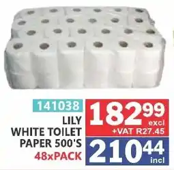 Arrow Cash And Carry LILY WHITE TOILET PAPER 500'S offer