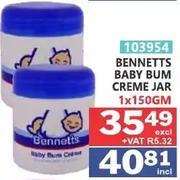 Arrow Cash And Carry Bennetts Baby Bum Creme Jar offer