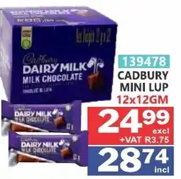 Arrow Cash And Carry Cadbury Dairy Milk Chocolate Mini Lup offer