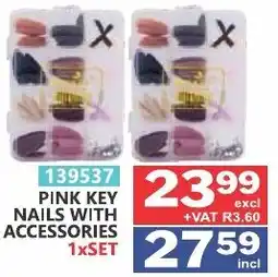 Arrow Cash And Carry PINK KEY NAILS WITH ACCESSORIES offer