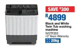 OK Furniture Black and White Twin Tub washing machine offer