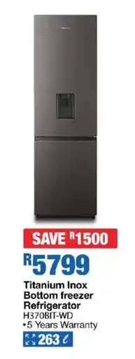 OK Furniture Titanium Inox Bottom freezer Refrigerator offer