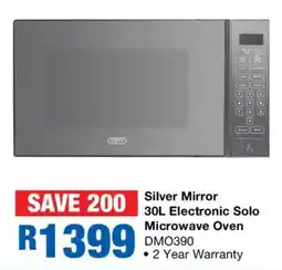 OK Furniture Silver Mirror 30L Electronic Solo Microwave Oven DMO390 offer
