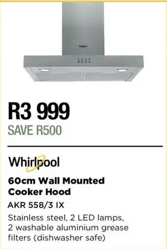 Whirlpool 60cm Wall Mounted Cooker Hood