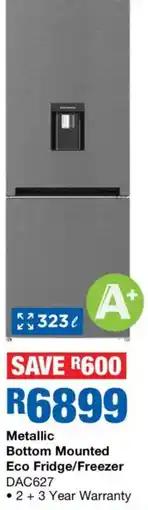 OK Furniture Metallic Bottom Mounted Eco Fridge/Freezer DAC627 offer