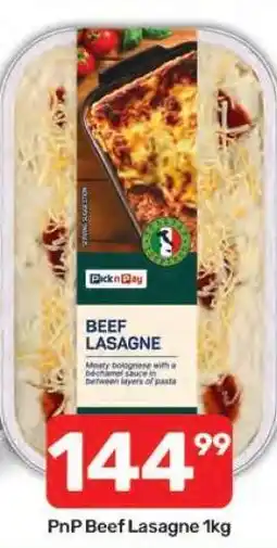 Pick n Pay PnP Beef Lasagne 1kg offer