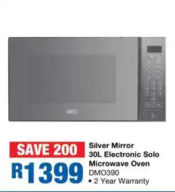 OK Furniture Silver Mirror 30L Electronic Solo Microwave Oven offer