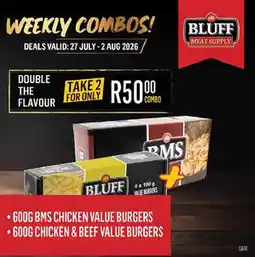 Bluff Meat Supply BMS Chicken Value Burgers and Chicken & Beef Vaue Burgers offer