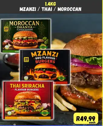Mzanzi/ Thai/ Moroccan Flavour Burgers