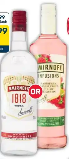 Pick n Pay Smirnoff 1818 or Infusions Vodka Assorted offer