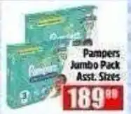 Devland Cash And Carry Pampers Jumbo Pack Assorted offer