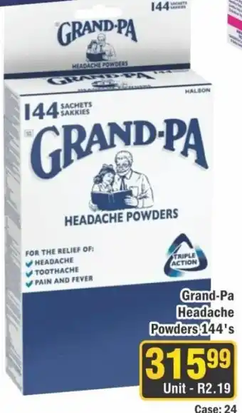 J&E Cash and Carry Grand-Pa Headache Powders offer