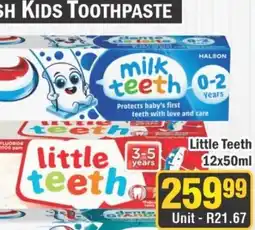 J&E Cash and Carry Little Teeth milk teeth offer