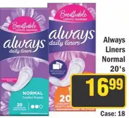 J&E Cash and Carry Always Liners Normal 20's offer