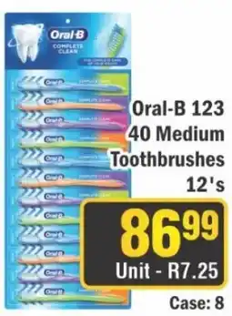 J&E Cash and Carry Oral-B 123 40 Medium Toothbrushes offer