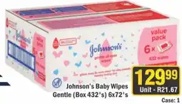 J&E Cash and Carry Johnson's Baby Wipes Gentle offer