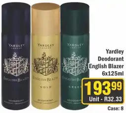 J&E Cash and Carry Yardley Deodorant English Blazer Assorted offer