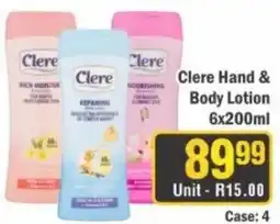 J&E Cash and Carry Clere Hand & Body Lotion offer