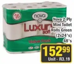 J&E Cash and Carry Nova Luxursoft 2-Ply Mini Toilet Rolls Green offer