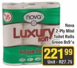 J&E Cash and Carry Nova Luxury 2-Ply Mini Toilet Rolls Green offer