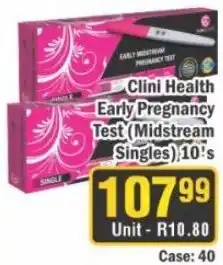 J&E Cash and Carry Clini Health Early Pregnancy Test (Midstream Singles) offer