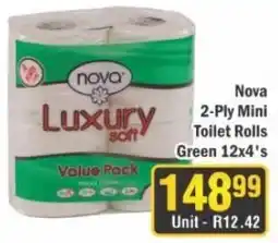 J&E Cash and Carry Nova Luxury soft 2-Ply Mini Toilet Rolls Green offer