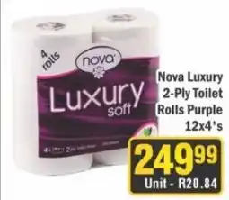 J&E Cash and Carry Nova Luxury 2-Ply Toilet Rolls Purple offer