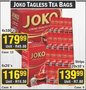 J&E Cash and Carry Joko Tagless Tea Bags offer