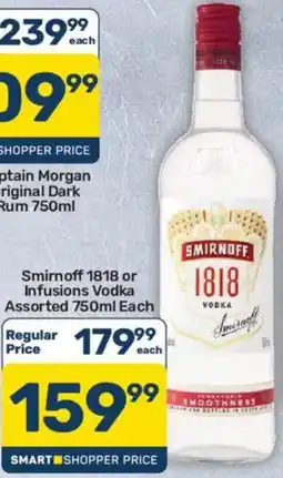 Pick n Pay Hypermarket Smirnoff 1818 or Infusions Vodka Assorted offer