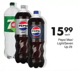 Save Pepsi Max/Light/Seven Up 2lt offer