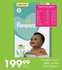 Save Pampers Active Baby Jumbo Pack Diapers offer