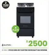 Fair Price King 4 Plate Electric Matt Blk Stove 50 x 50 KE5050B 21-606 offer