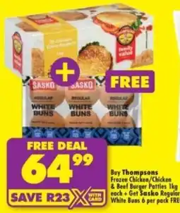 Shoprite Thompsons Frozen Chicken/Chicken & Beef Burger Patties offer