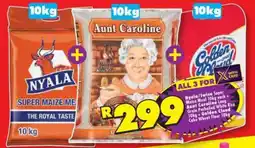 Shoprite Nyala/Iwisa Super Maize Meal, Aunt Caroline Long Grain Parboiled White Rice & Golden Cloud Cake Wheat Flour offer
