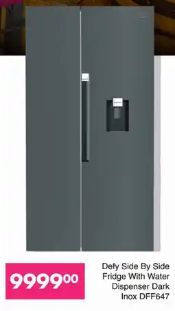 Save Hyper Defy Side By Side Fridge With Water Dispenser Dark Inox DFF647 offer