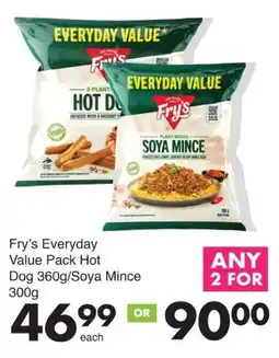 Save Hyper Fry's Everyday Value Pack Hot Dog/Soya Mince offer