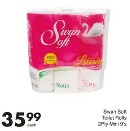 Save Hyper Swan Soft Toilet Rolls 2Ply Mini 9's offer