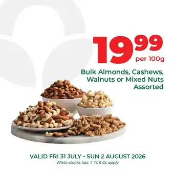 Bulk Almonds, Cashews, Walnuts or Mixed Nuts Assorted