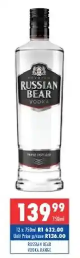 Ultra Liquors Russian Bear Vodka offer