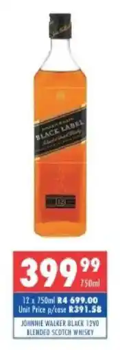 Ultra Liquors JOHNNIE WALKER BLACK 12YO BLENDED SCOTCH WHISKY offer