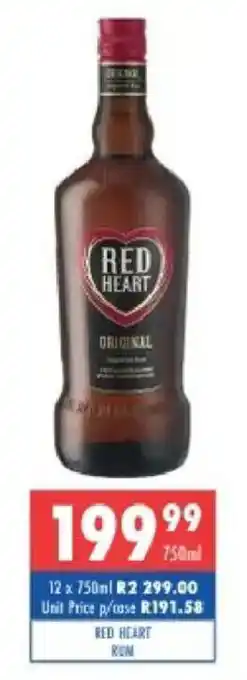 Ultra Liquors Red Heart Rum offer