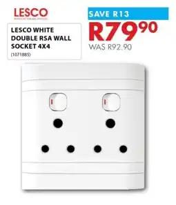 Chamberlain Lesco White Double RSA Wall Socket 4x4 offer