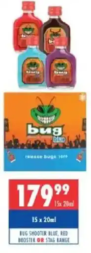 Ultra Liquors Bug Shooter Blu, Red, Booster or Stag Range offer