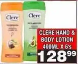 Advance Cash n Carry CLERE HAND & BODY LOTION offer