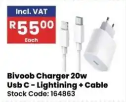 Africa Cash and Carry Bivoob Charger 20w Usb C - Lightning + Cable offer